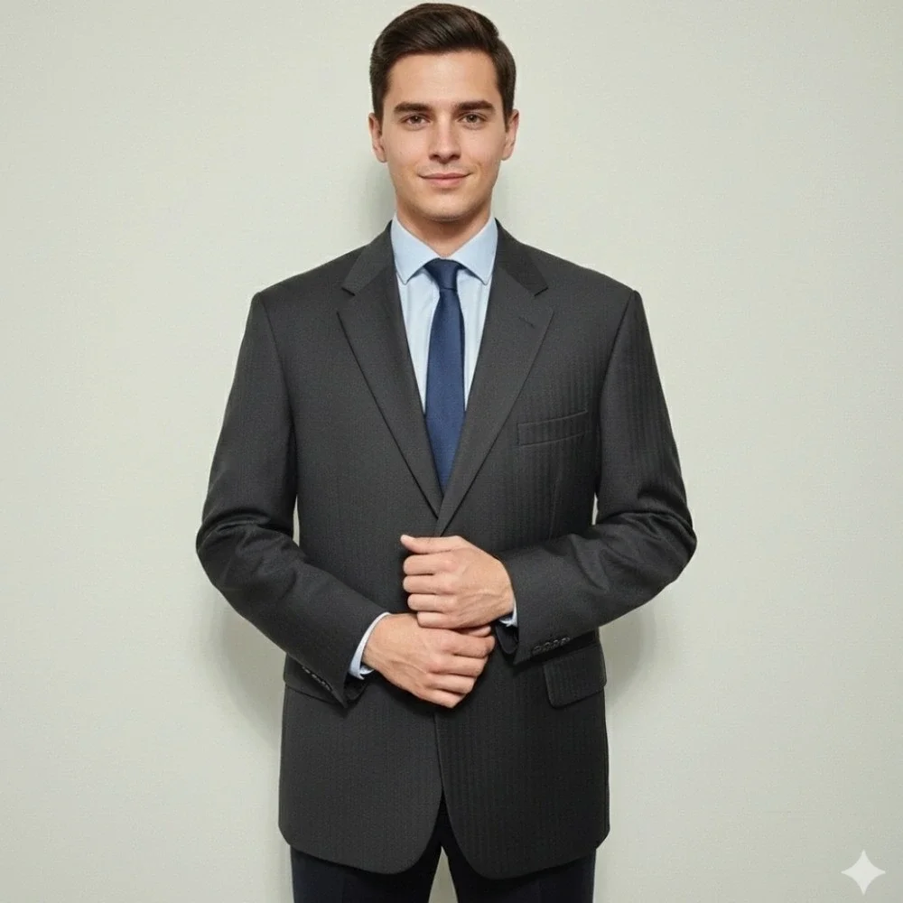 Jos A. Bank Mens 100% Wool Sport Coat‎ Blazer Jacket Wedding Preppy Black 46S